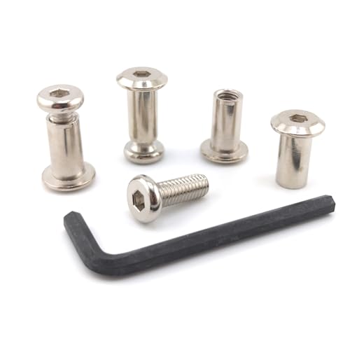 M6 x 5/8" Hex Drive Socket Cap Bolts Screws Kit,ALLOYPRO 40-Sets Binding Post Screws Socket Cover Connecting Bolt Fixing Post Screw for Furniture Chair Crib Table Cabinets,M6x16mm - color: Silver, size: Silver-M6*16mm-40sets