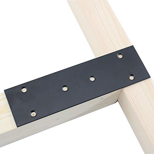 4 Pack Flat Straight Brace Brackets,ULIFESTAR Stainless Steel Mending Bracket Plate Metal Shelf Support Fixing Joining Plate for Furniture,Wood,Shelves,Cabinet with Screws Black (48x169mm/1.9x6.7'') - size: 48 x 169 x 2 mm