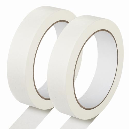 2 Pack White Painters Tape - 1 Inch White Masking Tape - Multi-Surface, Smart Adhesion, Indoor & Outdoor - Paint Tape for Artist, DIY, Labeling, Car, General Purpose - 180FT Total - color: White