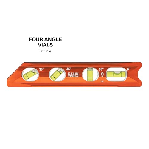 Klein Tools 80203 Level Set, 3-Piece, 8, 24, and 48-Inch Magnetic Torpedo and Box Level Bundle, Aluminum Body, High Visibility Vials, V-Groove and Magnet Track - size: 3-Piece Level Set