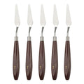 HARFINGTON 5pcs Palette Knife Painting Tool 2.2 x 0.59 Stainless Steel Art Spatula Pallet Knives Scrapers Tools with Beech Wood Handle for Acrylic Oil Canvas Mixing Spreading, Red/Silver - size: 2.2" x 0.59"