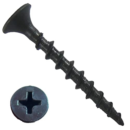 #6 x 1-5/8" Drywall Screws 225PCS Coarse Thread Wood Screws 1 LBS Flat Truss Head Self Tapping Screws Black Phosphate Coated Stainless Fast Self Tapping LZDRY-012 - color: 1 LB, size: #6x1-5/8