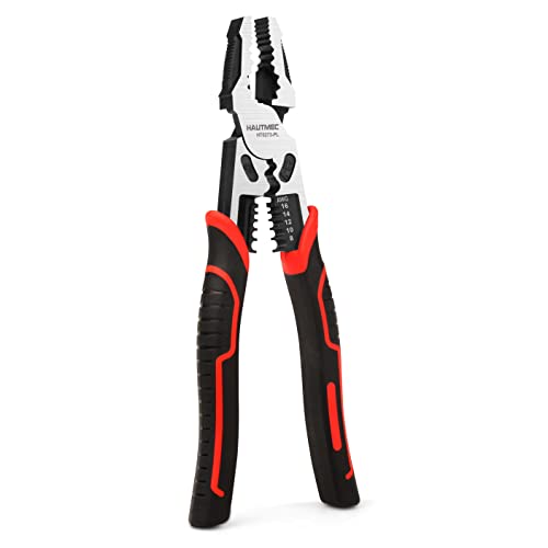 HAUTMEC 9" Linesman Pliers,High Leverage Combination Pliers 4 in 1 Multifunctional Heavy Duty Lineman Tools HT0273-PL - color: 9" Linesman Pliers