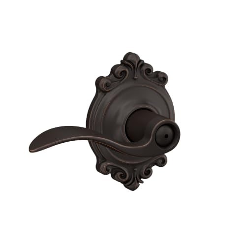 SCHLAGE Accent Bed/Bath Privacy Door Handle with Lock, Aged Bronze - color: Aged Bronze, size: Brookshire