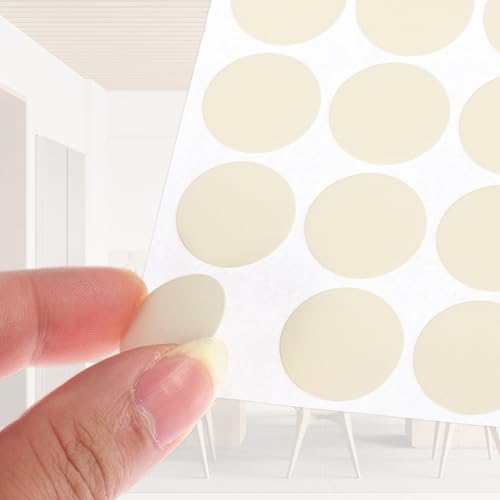 PATIKIL 270 Pieces Screw Hole Stickers, 5 Sheet Self-Adhesive Waterproof PVC Wood Grain Sticker for Screw Holes Wall Cabinets Desk Repairing, Beige, 21mm/0.83 Inch - color: Beige