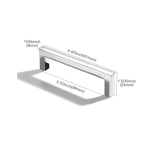khtumeware 10 Pack 3-1/2 inch(89mm) Hole Center Polished Chrome Cabinet Pulls Solid Heavy-Duty Square Cabinet Handles Drawer Pulls Kitchen Cabinet Hardware Kitchen Handle - color: Polished Chrome, size: 3-1/2 inch(89mm) hole center