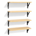 ROMGUAR CRAFT Wood Wall Floating Shelves Set of 4, 17" x 6" - Natural - color: Natural, size: 17" x 6"