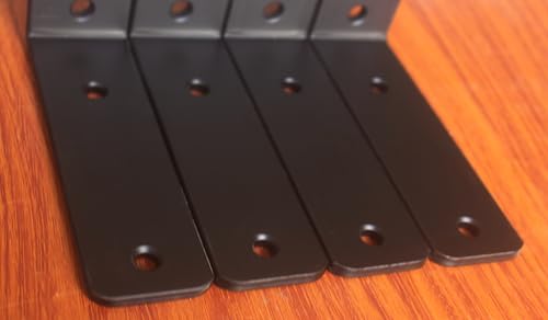 4 Pack - L 5" x H 2" x W1.5, 5mm Thick Black L Shelf Bracket, Iron Shelf Brackets, Metal Shelf Brackets, Floating Shelf, Shelf Supports with Screws - size: 5''x2'', style: Black 4 Pack