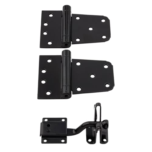 National Hardware Self-Closing Gate Kit, Hinges and Latch, Steel, Black - size: 0