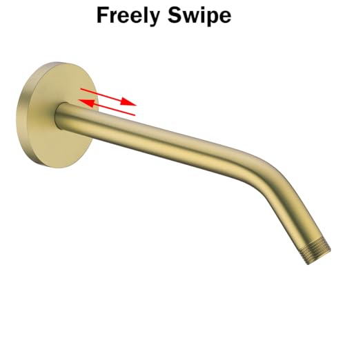 RANDOM 10 Inch Brushed Gold Shower Arm with Flange,90 Degree Rain Shower Head Extension Arm.RD91018-10-BG - color: 10″ Brushed Gold(Round Flange)