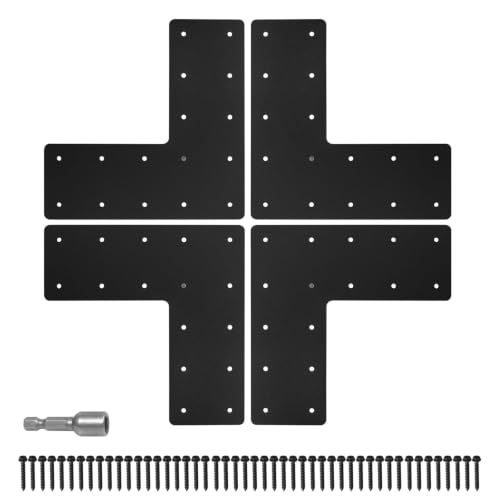L Post Bracket 4PCS,13.2"x13.2" L Mending Plate for Repair Framing - style: L Shape(13.2X13.2X5)