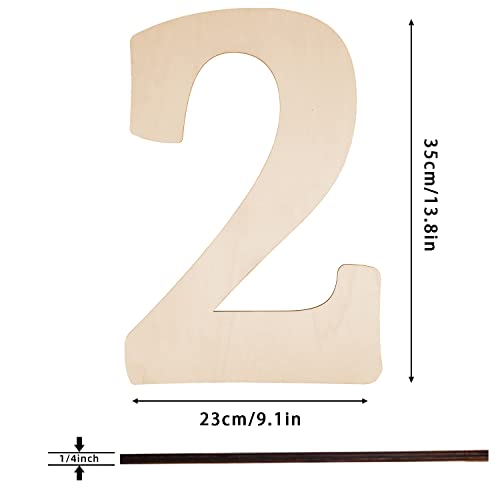 14 Inch Wooden Numbers 2, Unfinished Wood Numbers Cutout for DIY Crafts - color: 2, size: 14 Inch