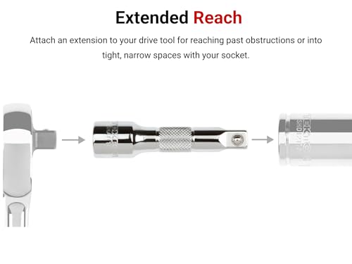 TEKTON 3/8 Inch Drive Extension Set, 4-Piece | SHA91011 - size: 4-Piece (1, 3, 6, 10 in.)