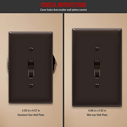 ENERLITES Mid-Size Toggle Light Switch Wall Plate Cover, 1 Pack, Brown - color: Brown, size: Mid-Size