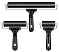 3 Pack Printmaking Brayers - Premium Brayer Rollers for Crafting, Hard Rubber Roller Brayers, Vinyl Roller Ink Paint Brush for Wallpapers Stamping Gluing Application (2.4’’, 4’’, 7.9’’) (Black)