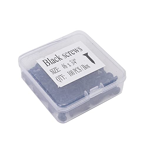 #6 X 3/4" Wood Screws 100pcs Black Flat Phillips Screws Self Tapping Wood Screws Carbon Steel Assorted Drywall Screws for Wood, Cabinet, Furniture - size: #6 X 3/4"