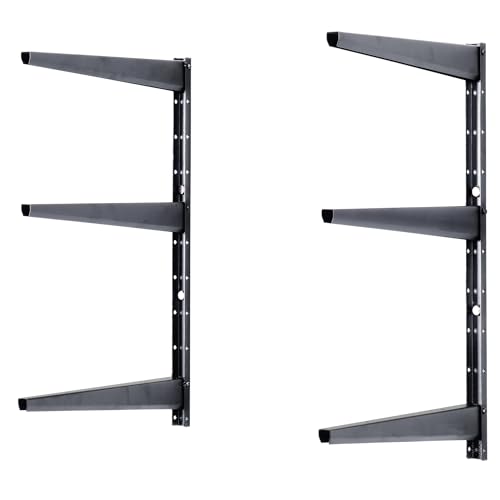 Minimalistic Black Shelf Brackets by Delta Cycle, Set of 6 Fully Adjustable 12-inch Heavy Duty Shelf Brackets, Holds Up to 480 lbs, Modern Shelf Bracket for Wood Shelves - style: 12" Black 3-Tier Heavy Duty Rack