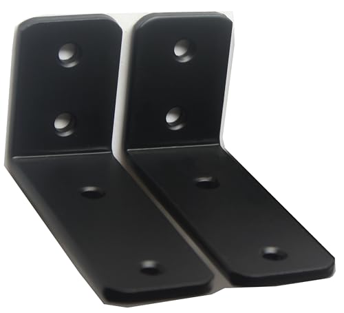 2 Pack - L 4" x H 2" x W1.5, 5mm Thick Black L Shelf Bracket, Iron Shelf Brackets, Metal Shelf Brackets, Floating Shelf, Shelf Supports with Screws - size: 4''x2'', style: Black 2 Pack