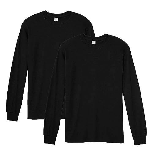 Gildan Adult Heavy Cotton Long Sleeve T-Shirt, Style G5400, 2-Pack - color: Black, size: Small