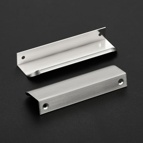 Brushed Nickel Cabinet Handles Finger Edge Pulls 4.75 Inch CC 10 Pack - color: Silver, size: 120mm/4.72" Overall Length