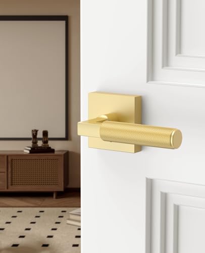 Asidrama 4 Pack Brushed Gold Privacy Interior Door Handles - color: Brushed Gold, size: 4 Pack, style: Privacy