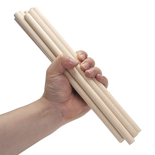 20 PCS Wooden Dowel Rods Wood Macrame Dowels 1/2x 12 inch, Round Wooden Sticks for Crafts, Unfinished Hardwood Sticks for Arts and DIYers, Crafting, Tiered Cake Support and Wedding Ribbon Wands - size: 1/2"×12"-20PCS