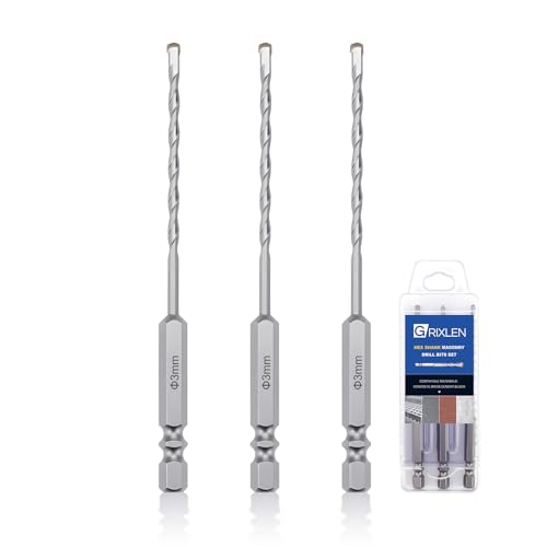 3 Pack 1/8"(3mm) Hex Shank Hammer Drill Masonry Drill Bits, 4.3" Length - size: 1/8" x 4.3" ( 3x110mm ), style: 3 Pieces