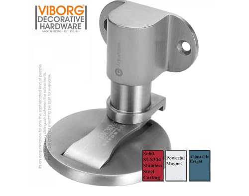 VIBORG Deluxe Solid SUS304 Stainless Steel Casting Adjustable Floor Mount Mounted Magnetic Door Stopper Doorstop Door Stop, RS-40F (1)