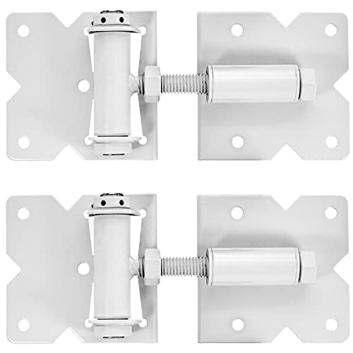 Self Closing Vinyl Gate Hinges - White - for Vinyl, PVC and Plastic Fencing: Vinyl Fence Gate Hinges w/Mounting Hardware - color: White