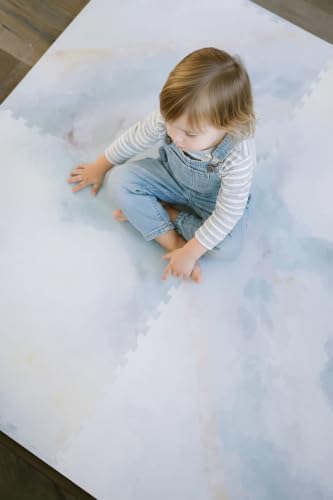 Yay Mats Stylish Extra Large Puzzle Mat, Thick,Inter Locking Foam Floor Tile Covers 6 ft x 4 ft. Expandable Tiles with Edges Exercise and Kids mat Protective Floor Surface (Elle Marble) - color: Elle Marble