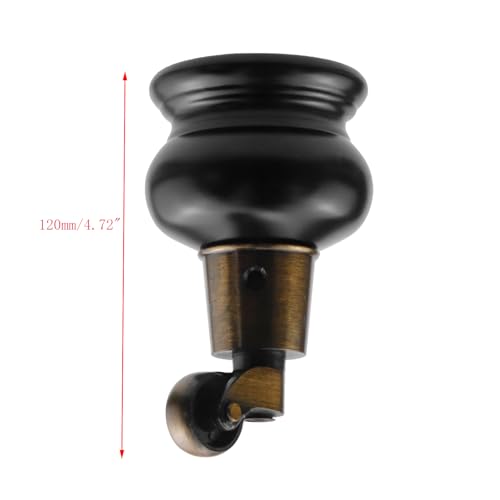 4.72" Height Wooden Furniture Legs with Furniture Casters, Black - color: Black, size: Height: 4.72"