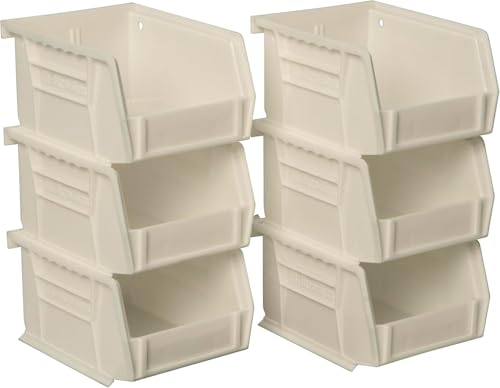 Akro-Mils 30210 AkroBins Plastic Storage Bins, 5"x4"x3", Stone, 6-Pack - color: Stone, size: 6 Pack