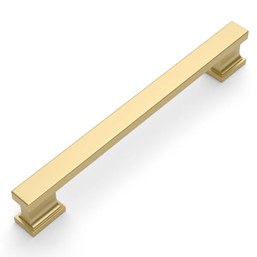 Amerdeco 10 Pack Brushed Gold Cabinet Pulls 6.3" - color: Brushed Gold, size: 6.3" hole center