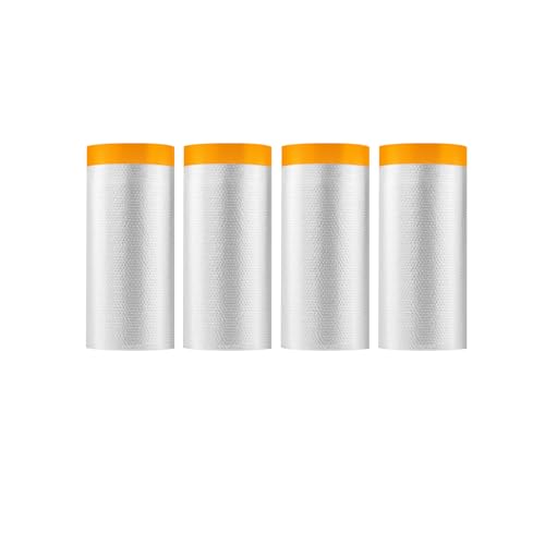 Pre-Taped Masking Film for Painting-4Rolls 4.92ft x 65.6ft Painters Plastic - size: 4.92ft x 65.6ft
