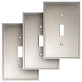 Henne Bery Soft Modern Decorative Wall Plate Switch Plate Outlet Cover (Single Toggle 3PK, Satin Nickel) - style: Single Toggle 3PK