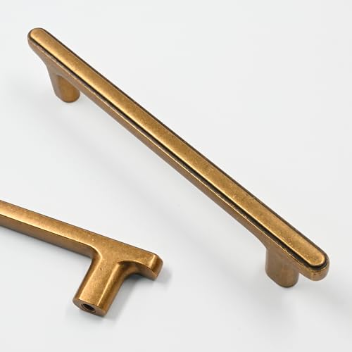 Asidrama 10 Pack 5 Inch(128mm) Antique Brass Kitchen Cabinet Handles, Cabinet Pulls Kitchen Cabinet Hardware for Cupboard Drawer Pulls - color: Antique Brass, size: 5" Hole Center, style: 10 Pack