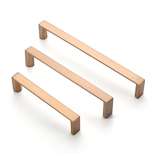 10 Pack 3.75inch(96mm) Cabinet Pulls Square Champagne Bronze Kitchen Cabinet Handles Kitchen Cabinet Hardware Gold Drawer Pulls for Dresser Cupboard Wardrobe - color: Champagne Bronze, size: 3.75"/96MM Hole Center, style: 10 Pack