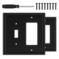 2 Pack Matte Black Decorative Combination Light Switch Covers Plate - size: 1 Toggle/1 Decorator 2 Pack
