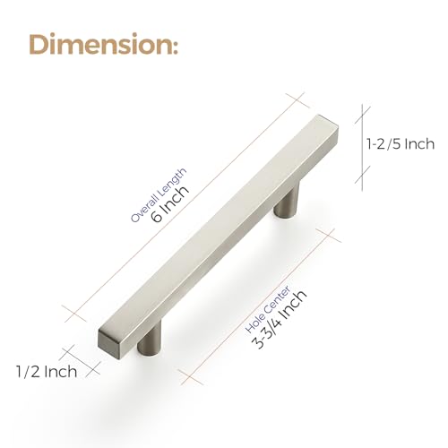 Ravinte Square Cabinet Handles, 15 Pack, 3.75" Hole Centers, Brushed Nickel - color: Brushed Nickel, size: 3.75 inch hole center