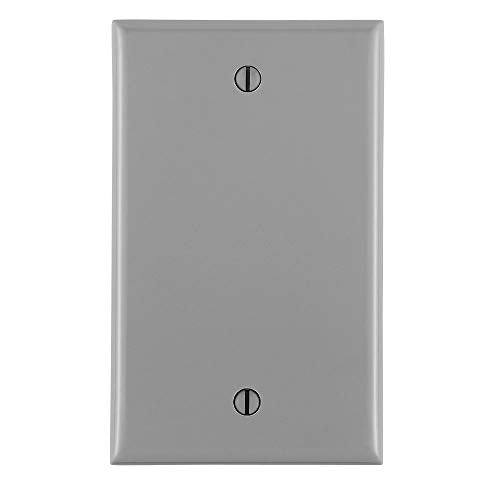 Leviton 1-Gang Blank Wallplate, Midway Size, PJ13-GY, Gray - color: Gray