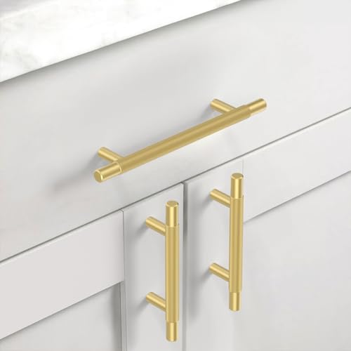 Asidrama 10 Pack 5 Inch(128mm) Brushed Gold Knurled Kitchen Cabinet Handles, Cabinet Pulls Kitchen Cabinet Hardware for Cupboard Drawer Pulls - color: Brushed Gold, size: 5" Hole Center