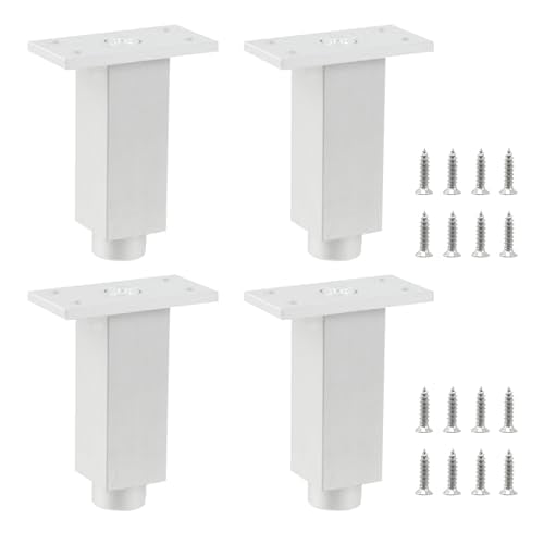 Geesatis Furniture Legs,Adjustable Square Rectangular Replacement Feet - color: White, size: 3inch