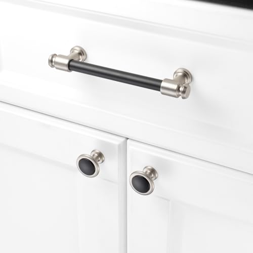 KOOFIZO 10 Pack Black & Nickel Cabinet Knobs Round Single Hole Pulls 1960s - color: Black + Brushed Nickel, size: Knob 1 - 10Pcs, style: Round