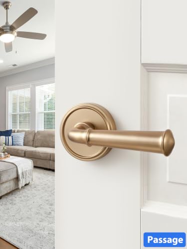 Door Handle Champagne Bronze Passage Door Door Lever, 1 Pack - color: Champagne Bronze