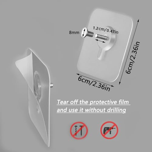 14PCS Picture Hangers Without Nails, Wall Hangers Without Nails, Adhesive Wall Hooks, to use Inside Kitchen, Bathroom, Home and Office (14mm) - size: 14PCS（14mm）