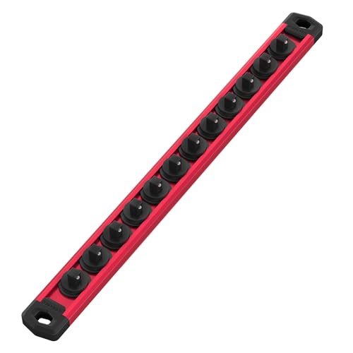 WORKPRO Magnetic Socket Organizer, Heavy Duty 1/4-Inch Drive Socket Rail - color: Red, size: 1/4" DR