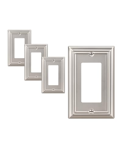 DEWENWILS 4-Pack Metal Wall Outlet Cover, Decorator Wall Plates - color: Brushed Nickel, size: 1 Decorator 4PK