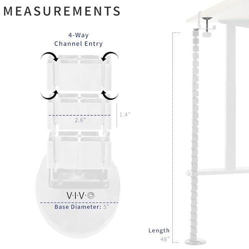 VIVO White Clamp-on Desk Vertebrae Cable Management Kit, DESK-AC01P-W - color: White