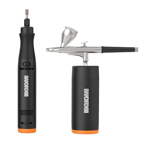 Crafting Tool Combo Kit - Mini Rotary, Airbrush Gun with Compressor for Sanding, Carving, Engraving, Painting, 20V Power Share Battery and 45-Piece Accessories Included - size: 2 PCS Air Brush Combo