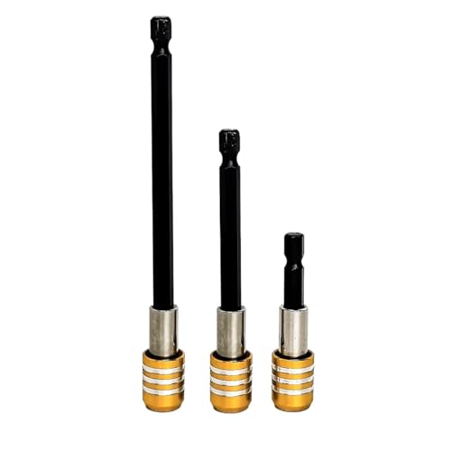 3-Piece Magnetic Bit Holder Extension Set, Quick Release Universal Impact Drill Adapter for Home DIY Projects（Yellow） - color: Yellow